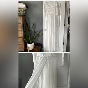 Maternity white flowy sheer dress for maternity photos -medium